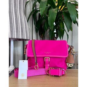 AUTHENTIC TORY BURCH PINK NYLON PERRY HANDBAG